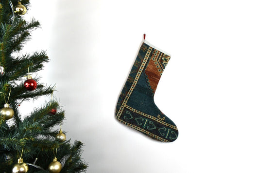 Kilim Christmas Stocking Vintage Rug Stocking Ethnic Decorative Xmas Socks S631