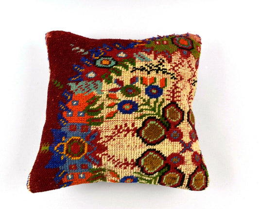 Ethnic Rug Pillow Cover 16x16 Decorative Vintage Tribal Oushak Pillow Case A3173