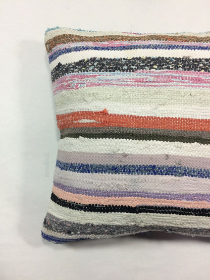 Kilim Pillow Cover 16x16 Striped Vintage Cotton Sofa Couch Lumbar Cushion A19