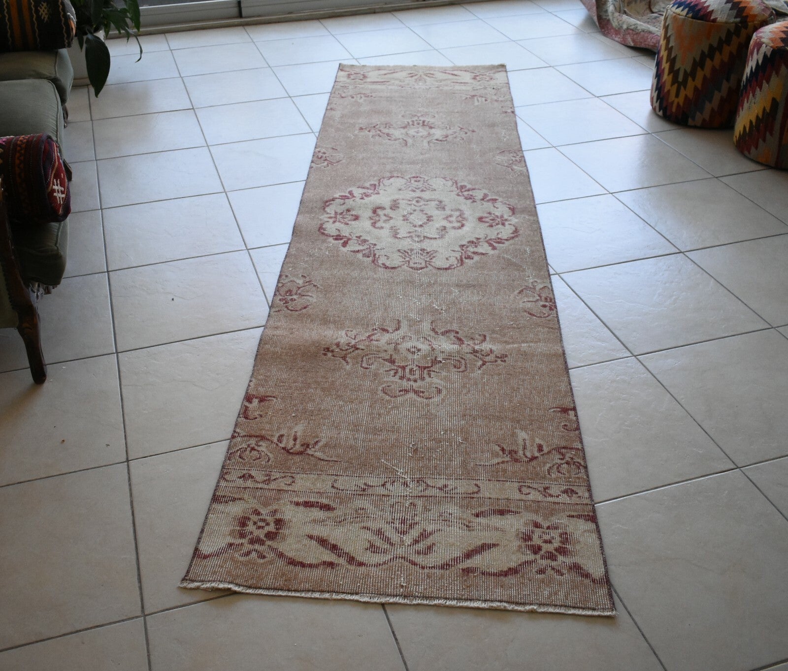 Oushak Runner 10x2.6 ft Handwoven Turkish Runner Vintage Runner Floor Rug R05