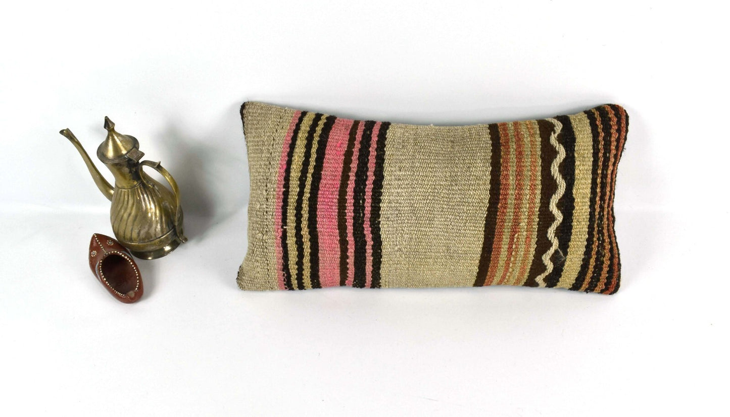 Turkish Cushion Cover 8"x16" Handmade Vintage Boho Ethnic Throw Pillow Case 3714