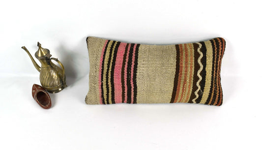 Turkish Cushion Cover 8"x16" Handmade Vintage Boho Ethnic Throw Pillow Case 3714