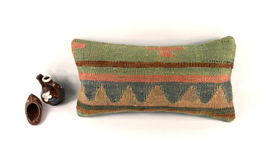 Kilim Pillow Cover 8x16 in Vintage Home Decorative Ethnic Lumbar Case A2963