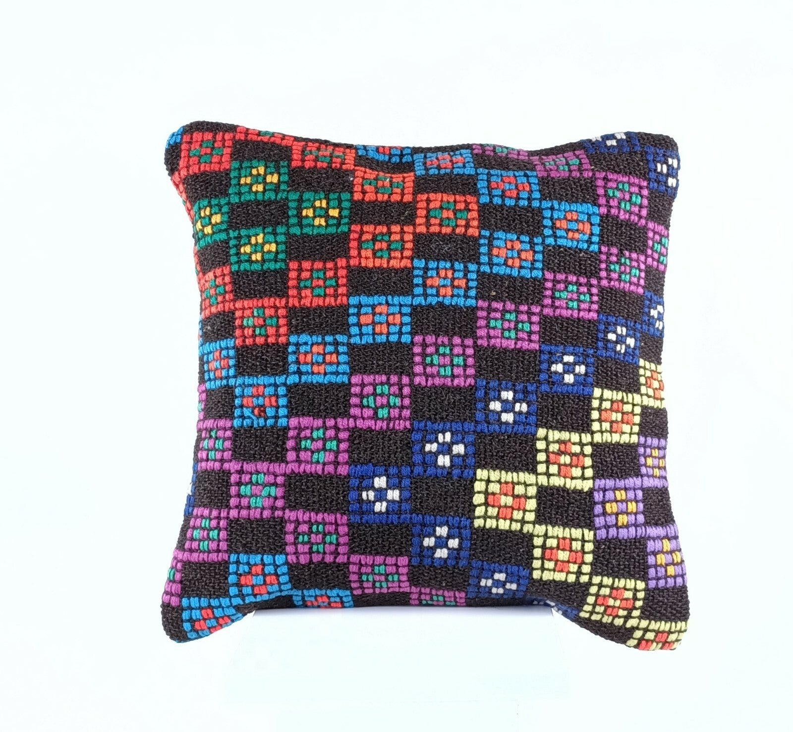 Turkish Handmade Kilim Pillow Cover 16x16 Home Decorative Wool Throw Lumbar A620