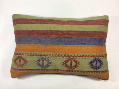 Kilim Pillow Cover 16x24 Tribal Vintage Turkish Carpet Lumbar Pillow Cover 1379