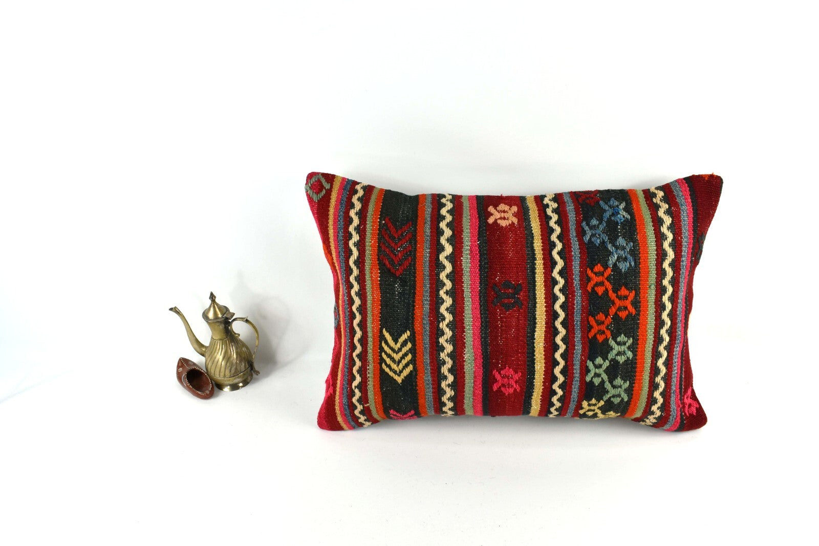 Kilim Pillow Cover 16x24 Tribal Vintage Turkish Carpet Lumbar Pillow Cover 3432