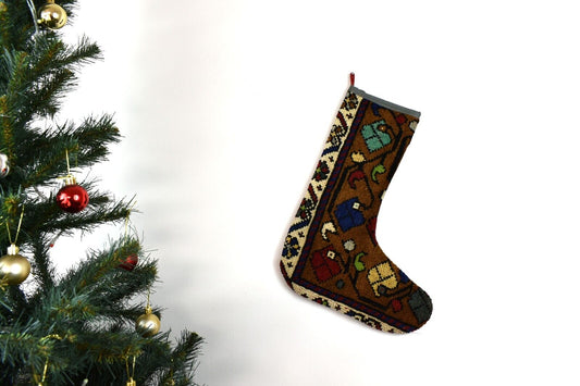 Kilim Christmas Stocking Vintage Rug Stocking Ethnic Decorative Xmas Socks S747