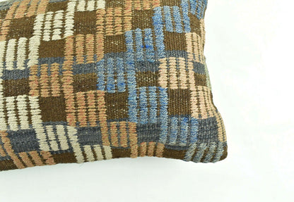 Kilim Pillow Cover 12x20 Turkish Handmade Vintage Couch Lumbar Cushion  A1833