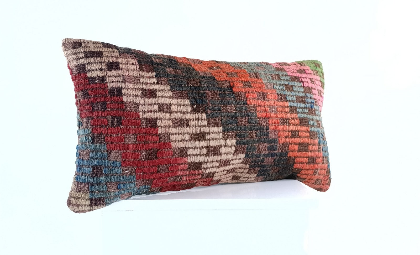 Handmade Turkish Kilim Pillow Cover 12x24 Ethnic Boho Sofa Lumbar Cushion E1015