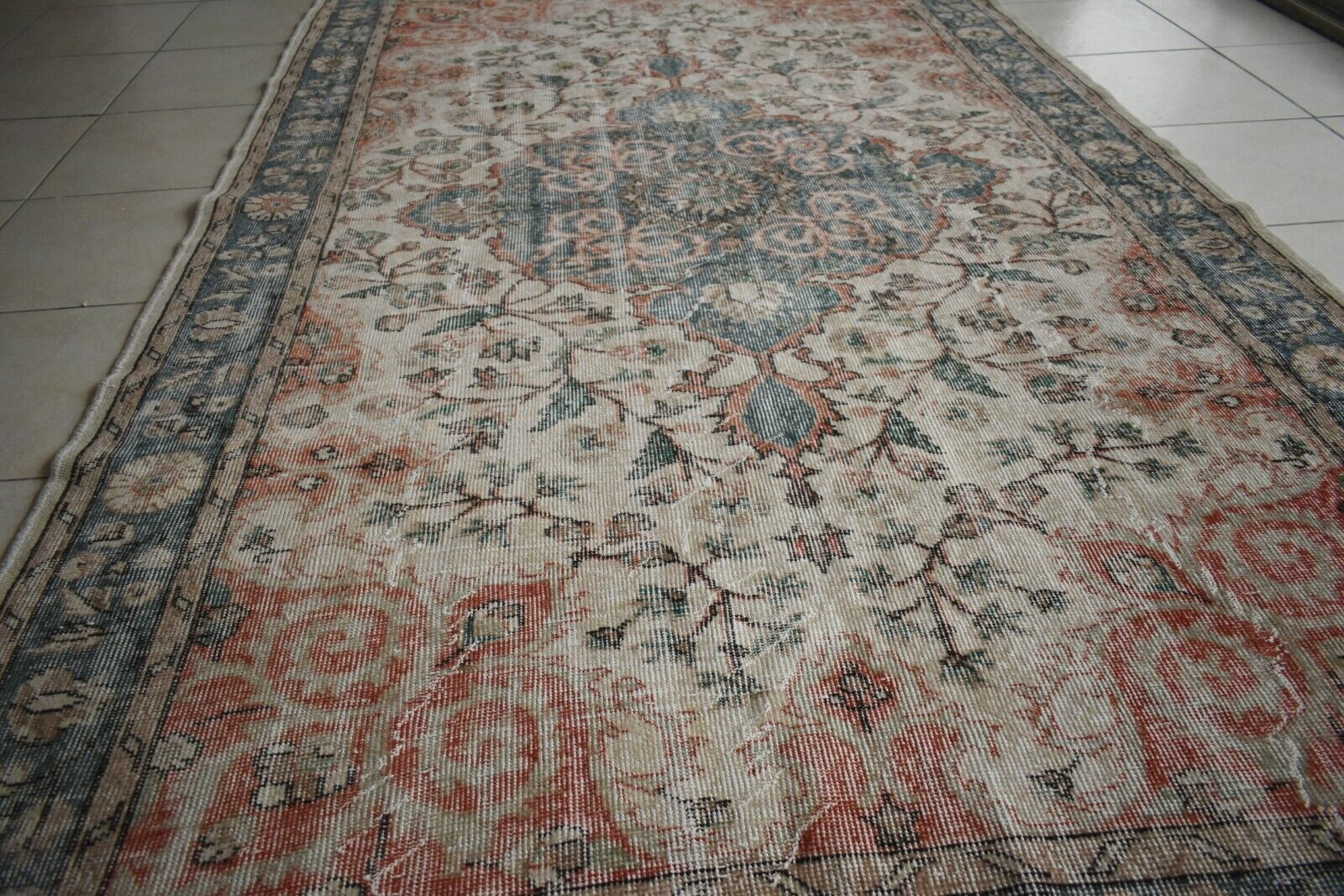 Large Oushak Rug 10x6 ft Vintage Rug Faded Turkish Rug Living Room Carpet B12