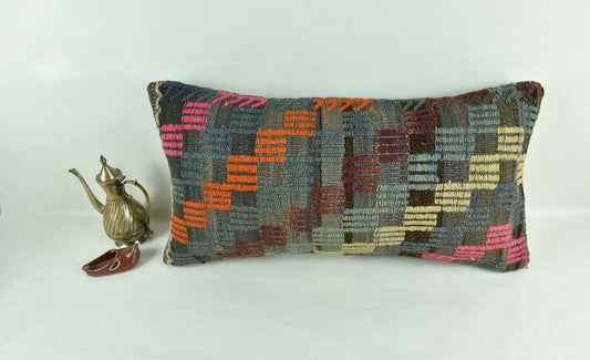 Home Decorative Handmade 12x24 Tribal Vintage Turkish Kilim Pillow Cover 2906