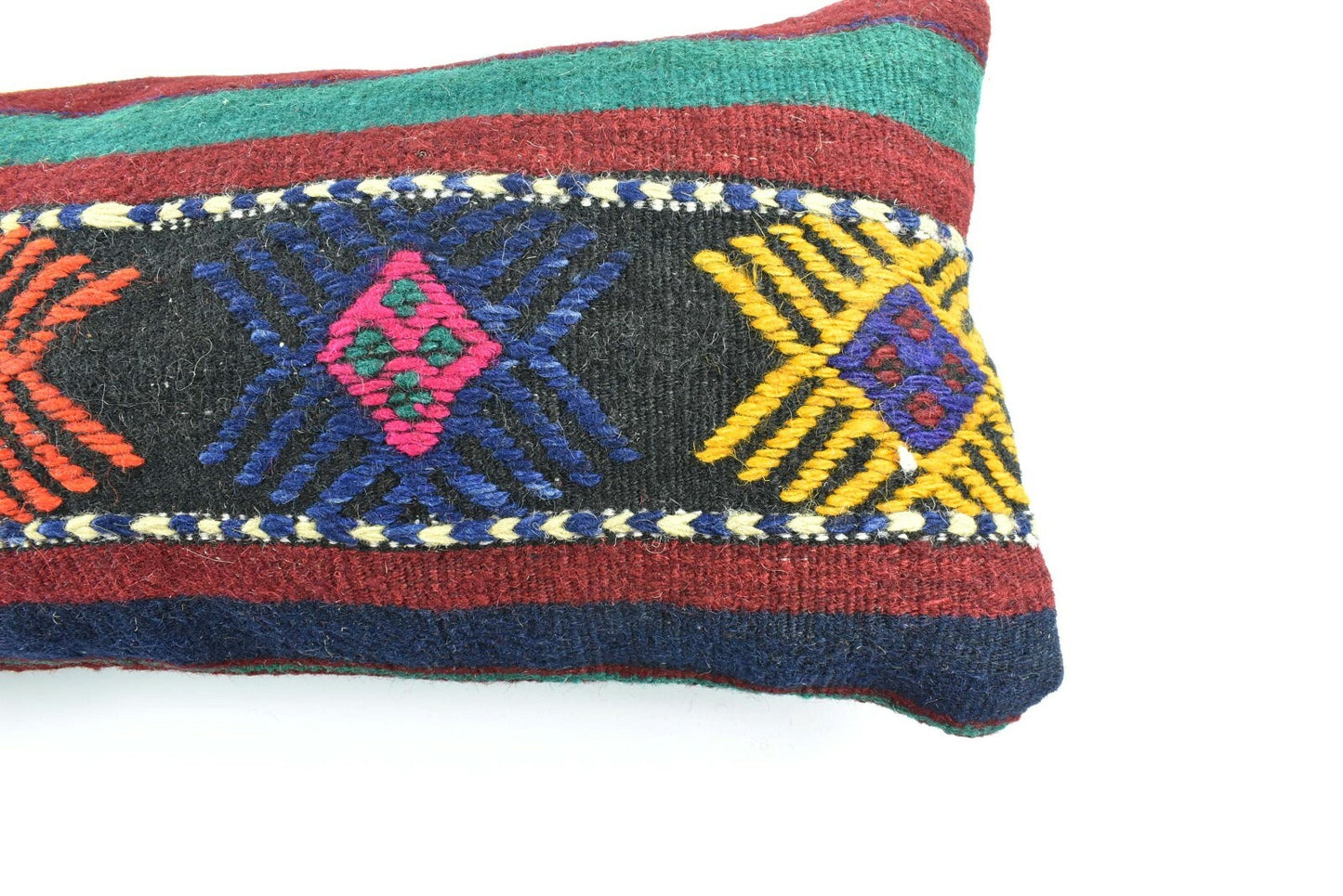 Kilim Lumbar Pillow Cover 10x20 Decorative Sofa Couch Handmade Cushion A1775
