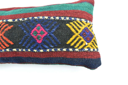 Kilim Lumbar Pillow Cover 10x20 Decorative Sofa Couch Handmade Cushion A1775
