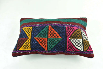 Kilim Pillow Cover 12x20 Turkish Handmade Sofa Couch Floor Lumbar Cushion A1780