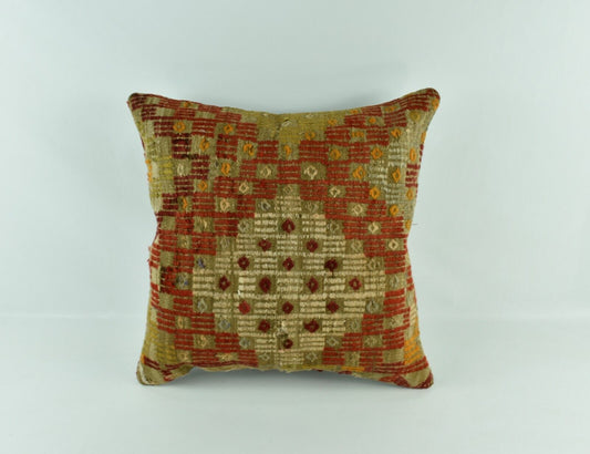 20x20 Kilim Pillow Cover Handmade Vintage Oushak Kilim Cushion Cover 4116