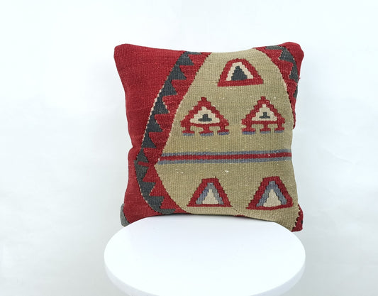 16x16 Ethnic Vintage Turkish Rug Pillow Cover Home Decorative Boho Cushion 1614