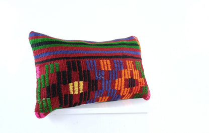 Kilim Pillow Cover 12x20 Turkish Handmade Sofa Couch Floor Lumbar Cushion E1061