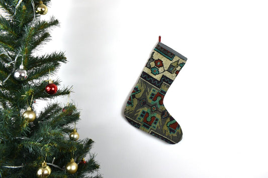 Kilim Christmas Stocking Vintage Rug Stocking Ethnic Decorative Xmas Socks S584