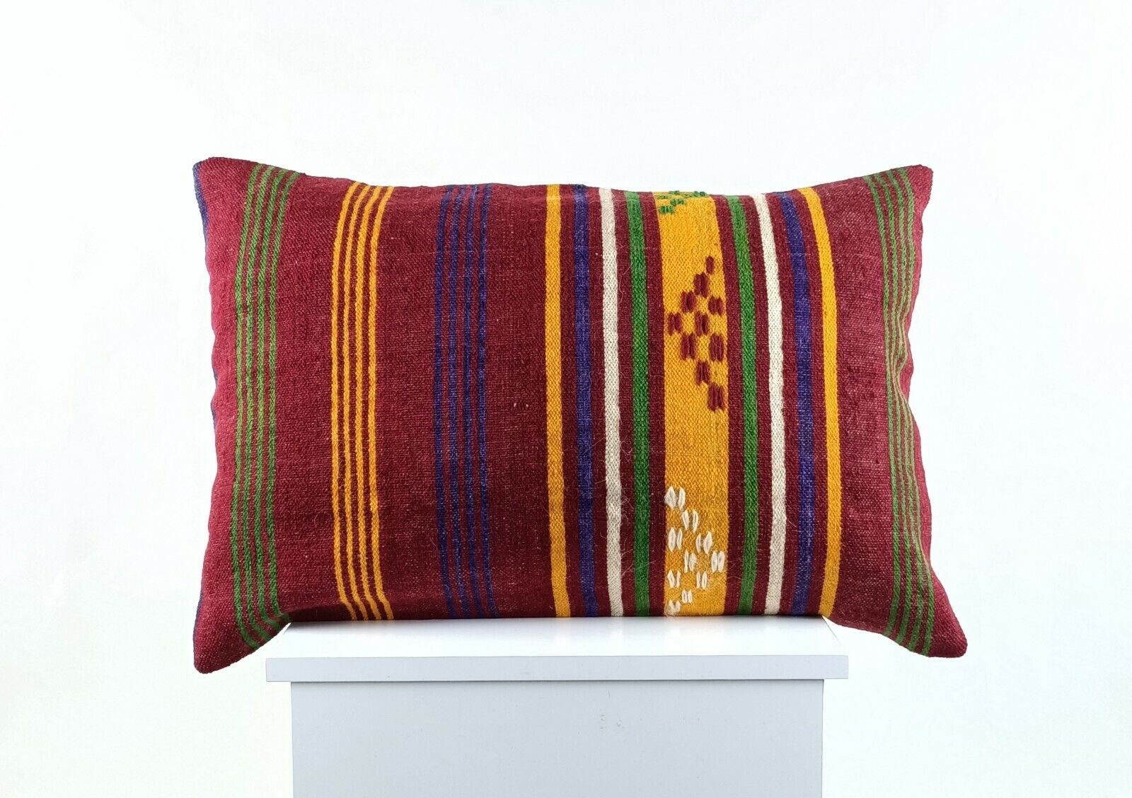 Kilim Pillow Cover 16x24 in Traditional Handmade Anatolian Lumbar Cushion A1459