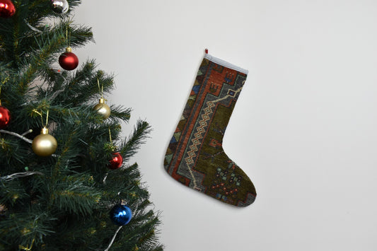 Kilim Christmas Stocking Vintage Rug Stocking Ethnic Decorative Xmas Socks S933