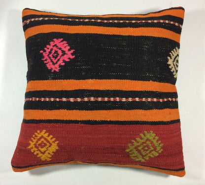 18x18 Kilim Pillow Cover Handmade Boho Ethnic Tribal Sofa Lumbar Cushion A102