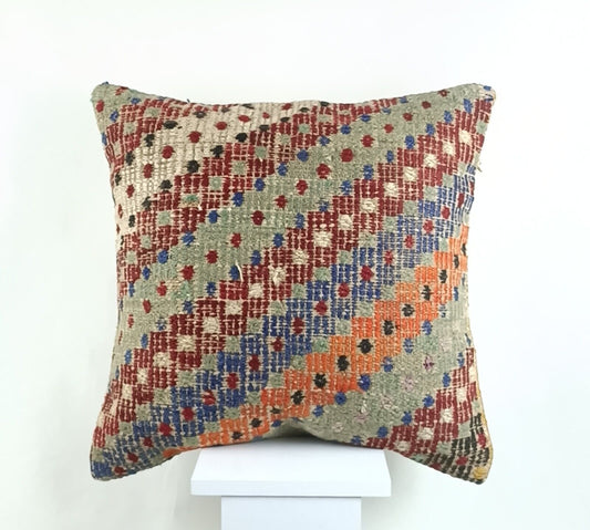 20x20 Kilim Pillow Cover Handmade Vintage Oushak Kilim Cushion Cover 2543