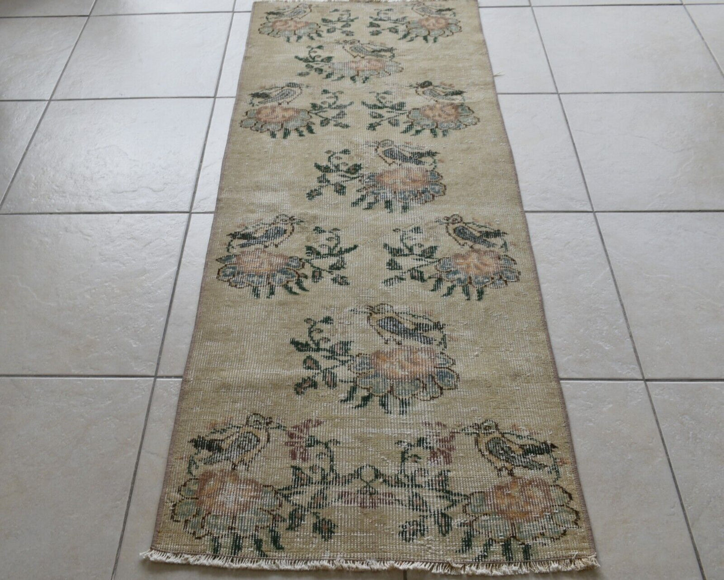 Vintage Oushak Rug 5.4x2.1   ft Turkish Floor Rug Faded Area Rug Oriental Rug