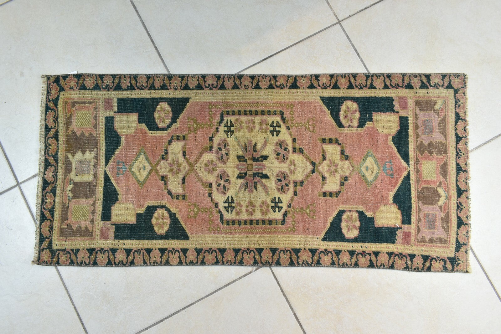 Anatolian Runner 3.2x1.4 ft Vintage Turkish Runner Oushak Runner Rug Y35