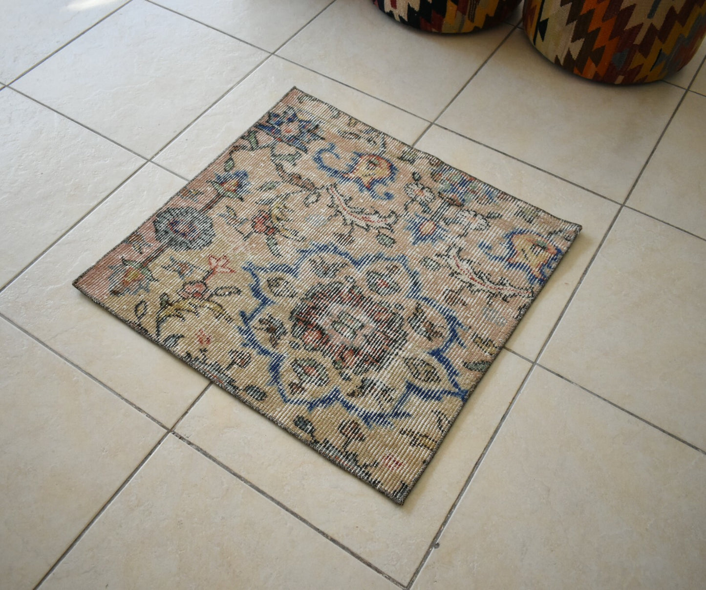 Vintage Runner 2.2x2.1 ft Small Turkish Runner Anatolian Floor Runner Rug R22