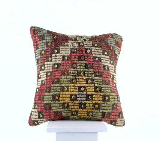 16x16 Ethnic Vintage Turkish Rug Pillow Cover Home Decorative Boho Cushion E852