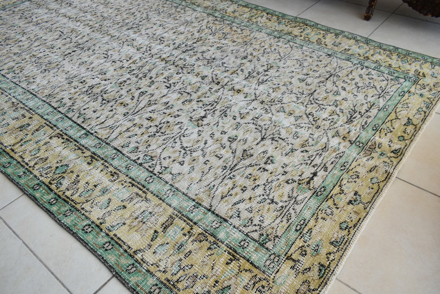 Large Turkish Rug 8.1x5.2 ft Vintage Rug Faded Oushak Rug Living Room Carpet B18