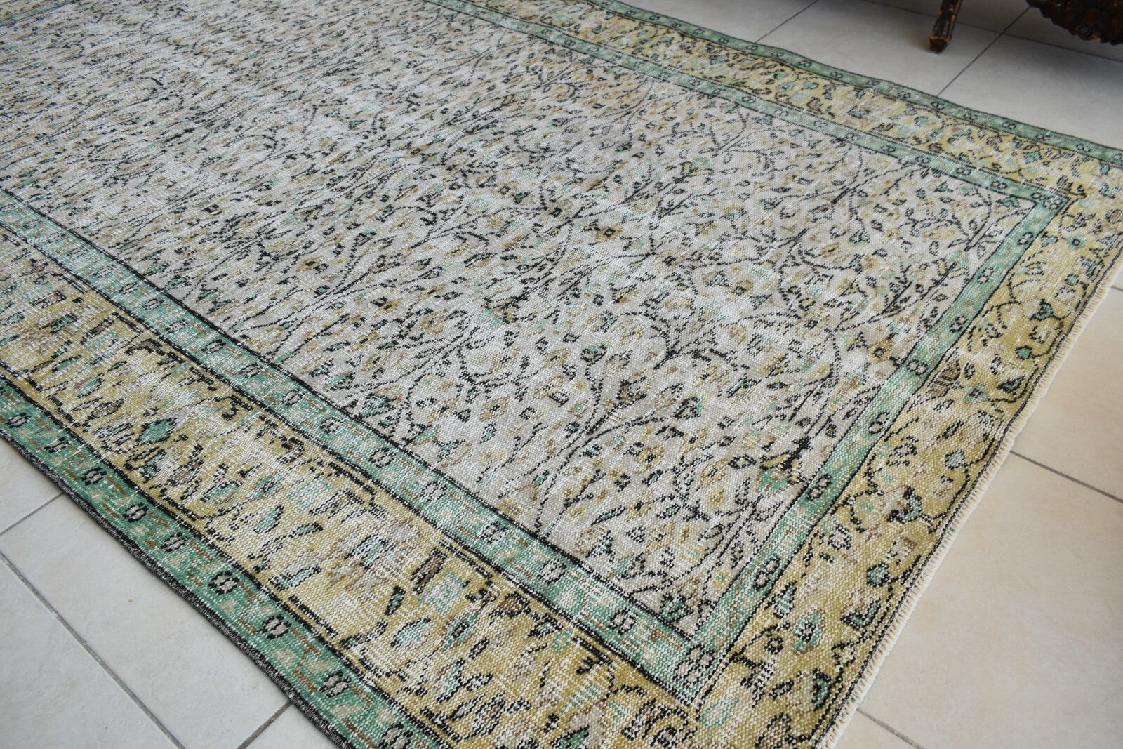 Large Turkish Rug 8.1x5.2 ft Vintage Rug Faded Oushak Rug Living Room Carpet B18