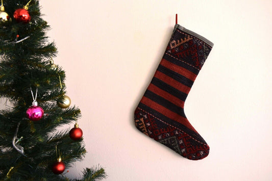 Kilim Christmas Stocking Vintage Rug Stocking Ethnic Decorative Xmas Socks S357