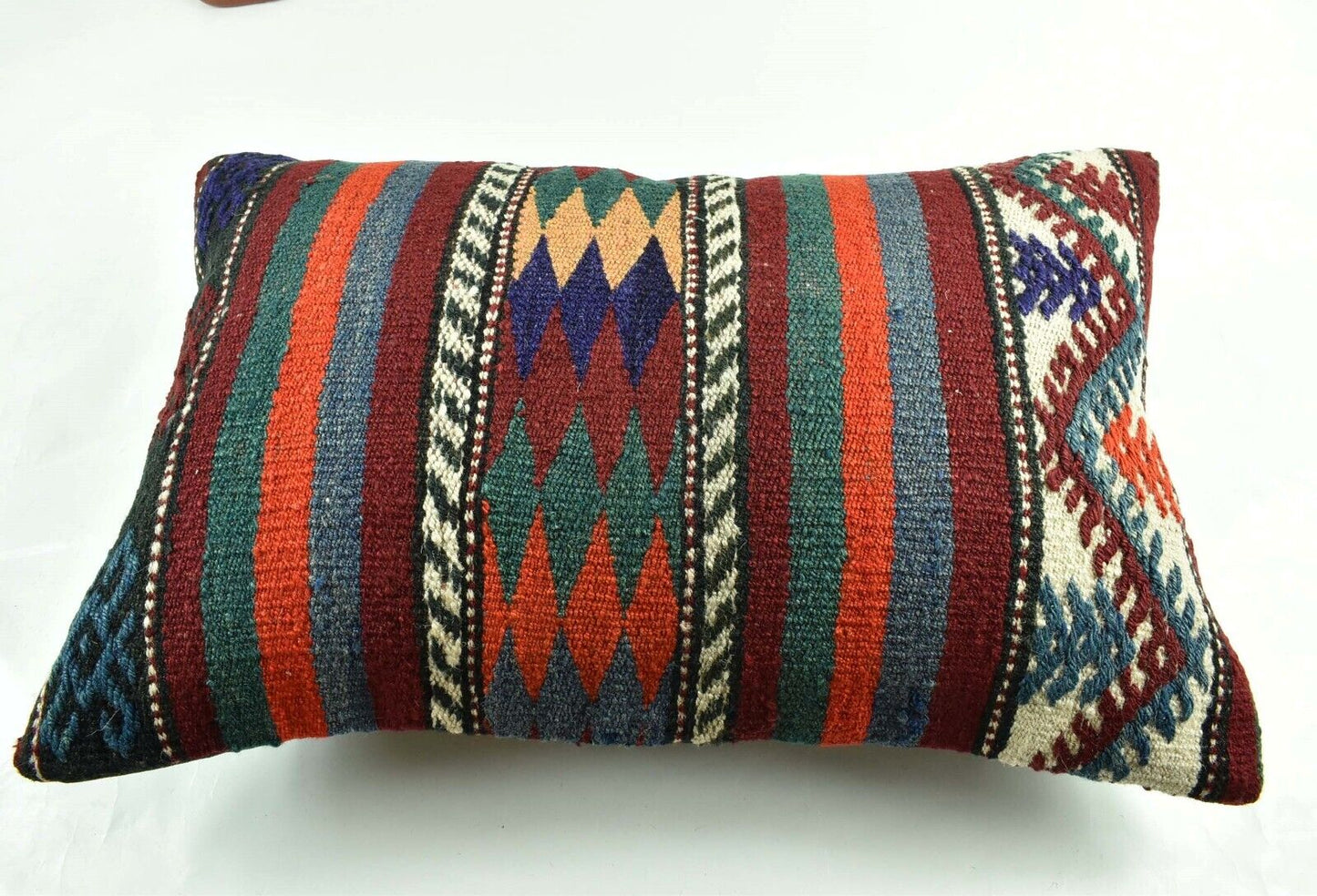 Kilim Pillow Cover 16x24 Tribal Vintage Turkish Carpet Lumbar Pillow Cover 3068