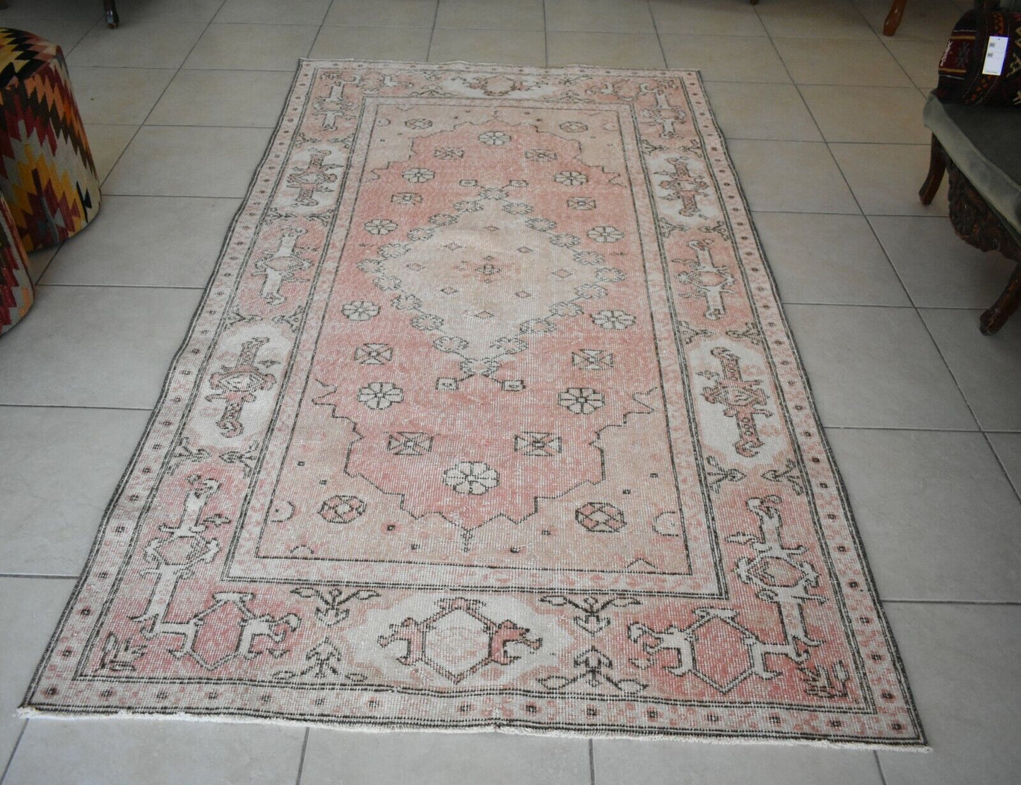 Faded Oushak Rug 8.1x4.5 ft Anatolian Rug Turkish Carpet Boho Floor Rug U08