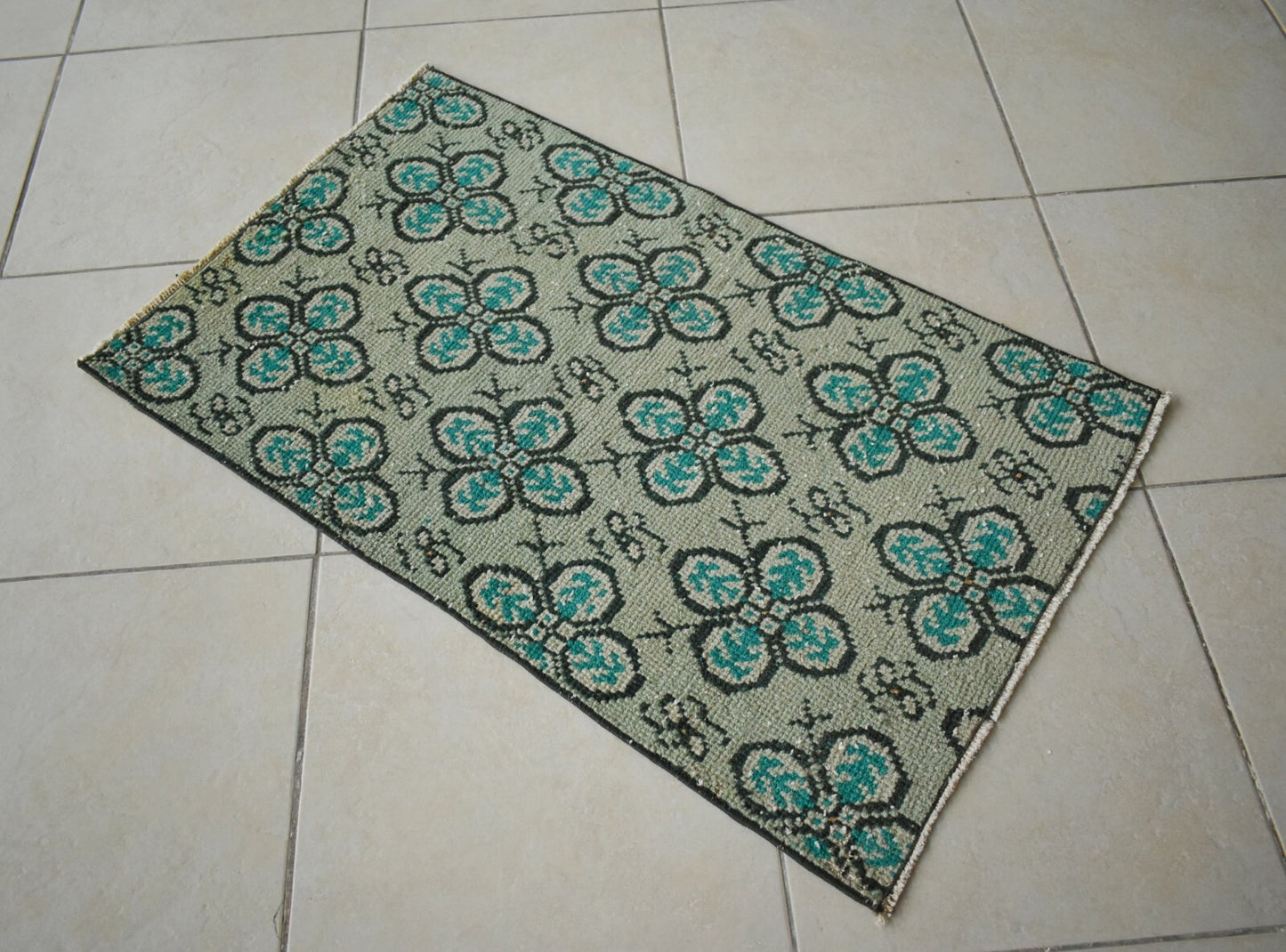 Oushak Runner 3.3x2 ft Handwoven Turkish Runner Vintage Runner Floor Rug R26