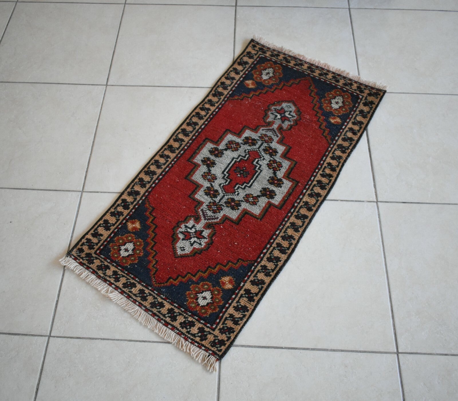  Oushak Runner 3.4x1.6 ft Vintage Turkish Runner Floor Runner Faded Runner Y26