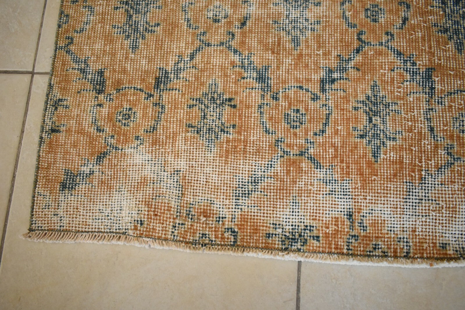 Oushak Runner 7.6x3.8 ft Handwoven Turkish Runner Vintage Runner Floor Rug R02