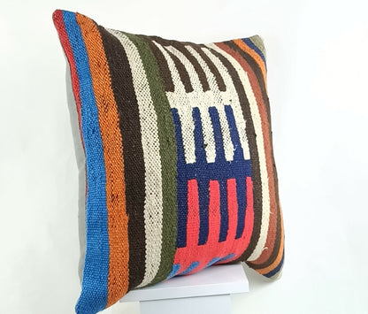 Kilim Pillow Cover 20x20 Home Decorative Handmade Ethnic Oushak Rug Pillow A1228