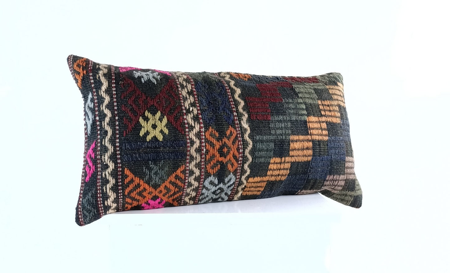 12x24 Kilim Lumbar Cushion Cover Turkish Tribal Vintage Ethnic Pillow E909