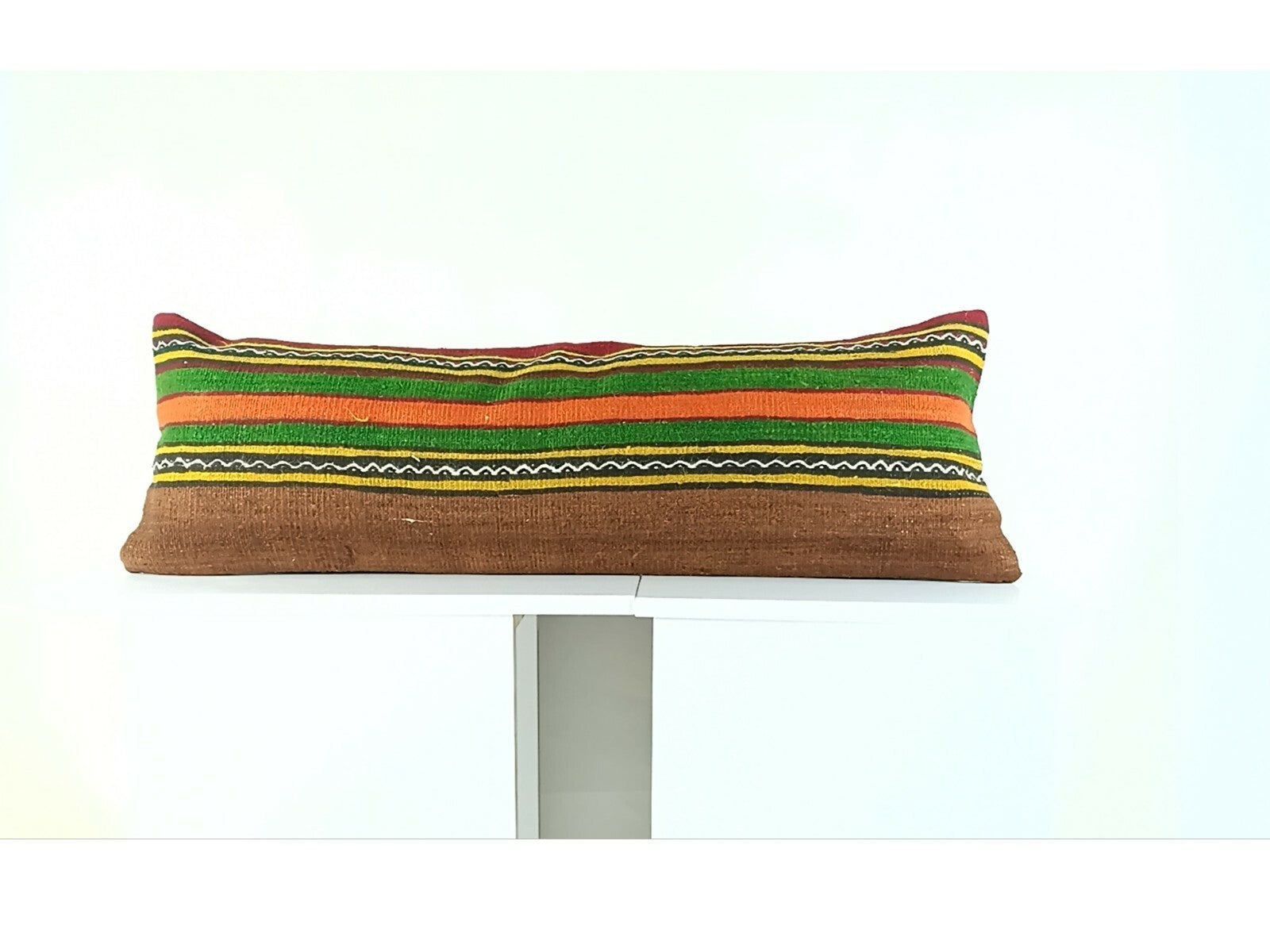 Kilim Pillow Cover 12x36 Handmade Oushak Decorative Rug Lumbar Cushion A1076