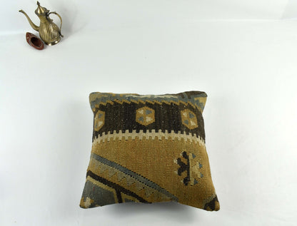 14"x14" Kilim Pillow Cover Handmade Turkish Tribal Ethnic Boho Rug Cushion 3472