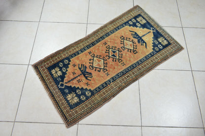 Turkish Runner 3.5x1.8 ft Mini Anatolian Rug Vintage Runner Turkish Runner Y114