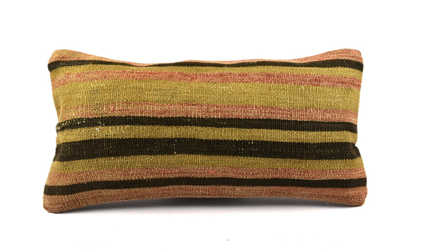 10x20 Kilim Lumbar Pillow Cover Vintage Ethnic Oushak Kilim Pillow Cover 4859