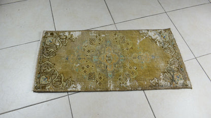 Turkish Runner 3x1.4 ft Runner Vintage Oushak Runner Small Faded Runner Y31