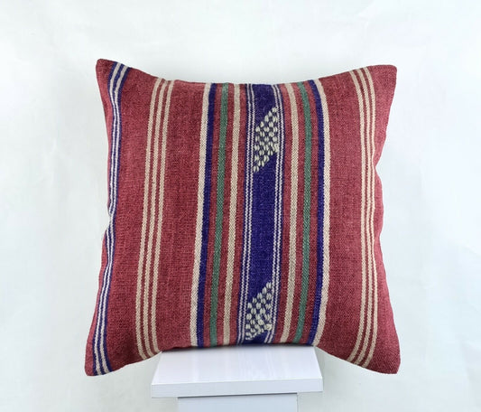 Throw Pillow Cover 18x18 Handmade Turkish Traditional Oushak Kilim Cushion A1440