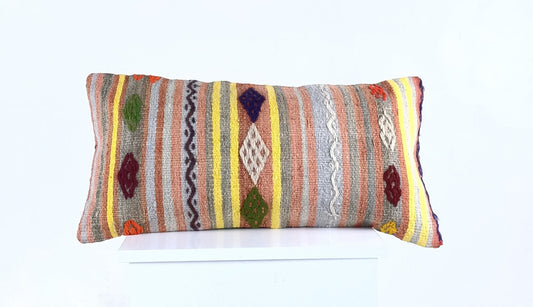 Home Decorative Handmade 12x24 Tribal Vintage Turkish Kilim Pillow Cover 2092