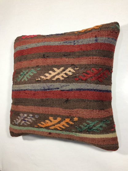 18"x18" Kilim Pillow Cover  Handmade Turkish Vintage Cushion Tribal Lumbar 713