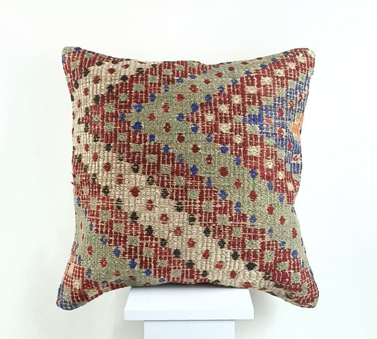 20x20 Kilim Pillow Cover Handmade Vintage Oushak Kilim Cushion Cover 2536