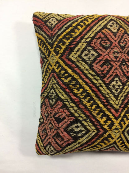 Vintage Kilim Pillow Cover 16x16 Turkish Embroidered Handmade Bohemian  A18